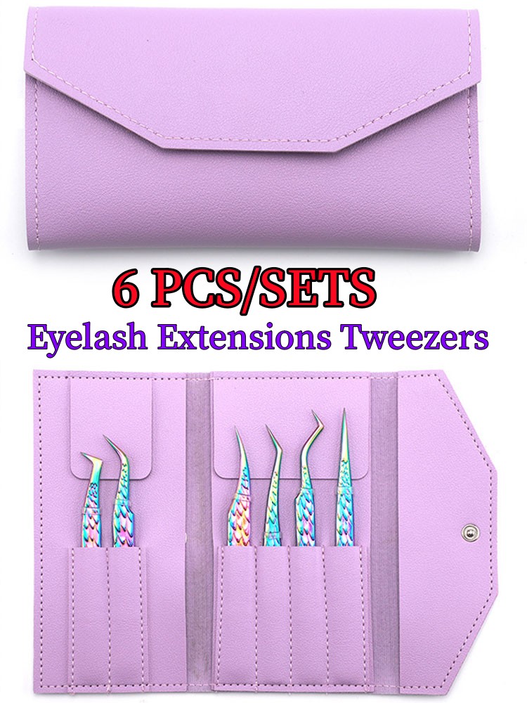 Isolation Tweezer Curved - Juego de 6 Pinzas para Pestañas